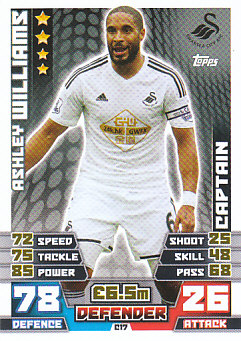 Ashley Williams Swansea City 2014/15 Topps Match Attax Captain #C17